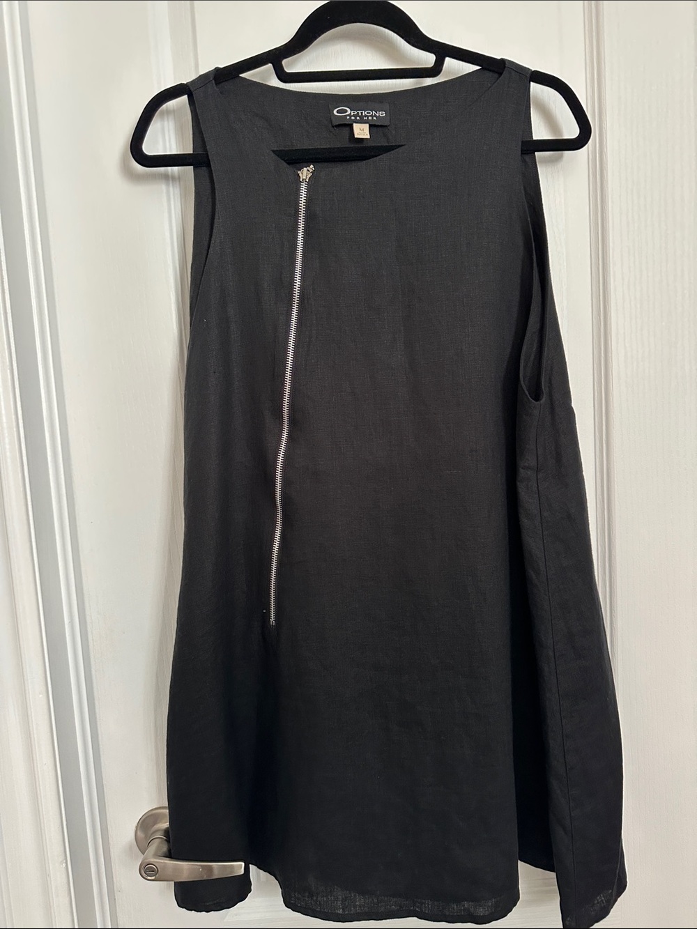 Options for her Sleeveless Zip-Accent 100% linen Dress